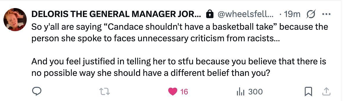 Deloris's comment against Reese's fans